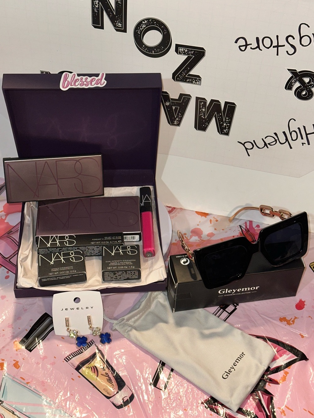 NARS makeup Bundle with Gleyemor sunglasses